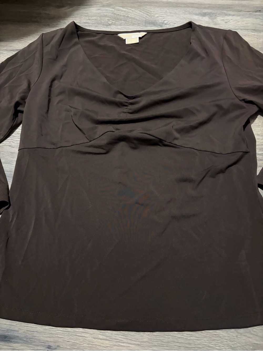 MICHAEL Michael Kors Chocolate Brown V-Neck Long Sleeve Dress Top